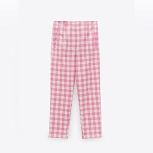 High Waisted Zara Trousers - Pink Gingham